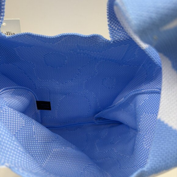 Wrist Tote Bag - 100% Polyester- Baby Blue/ White Daisies - NWT - Picture 8 of 9